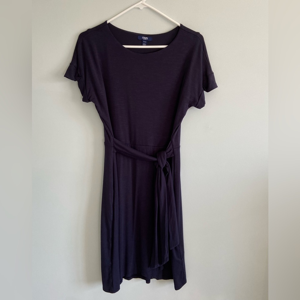 Chaps Dark Blue Tie-Waist Dress Size S